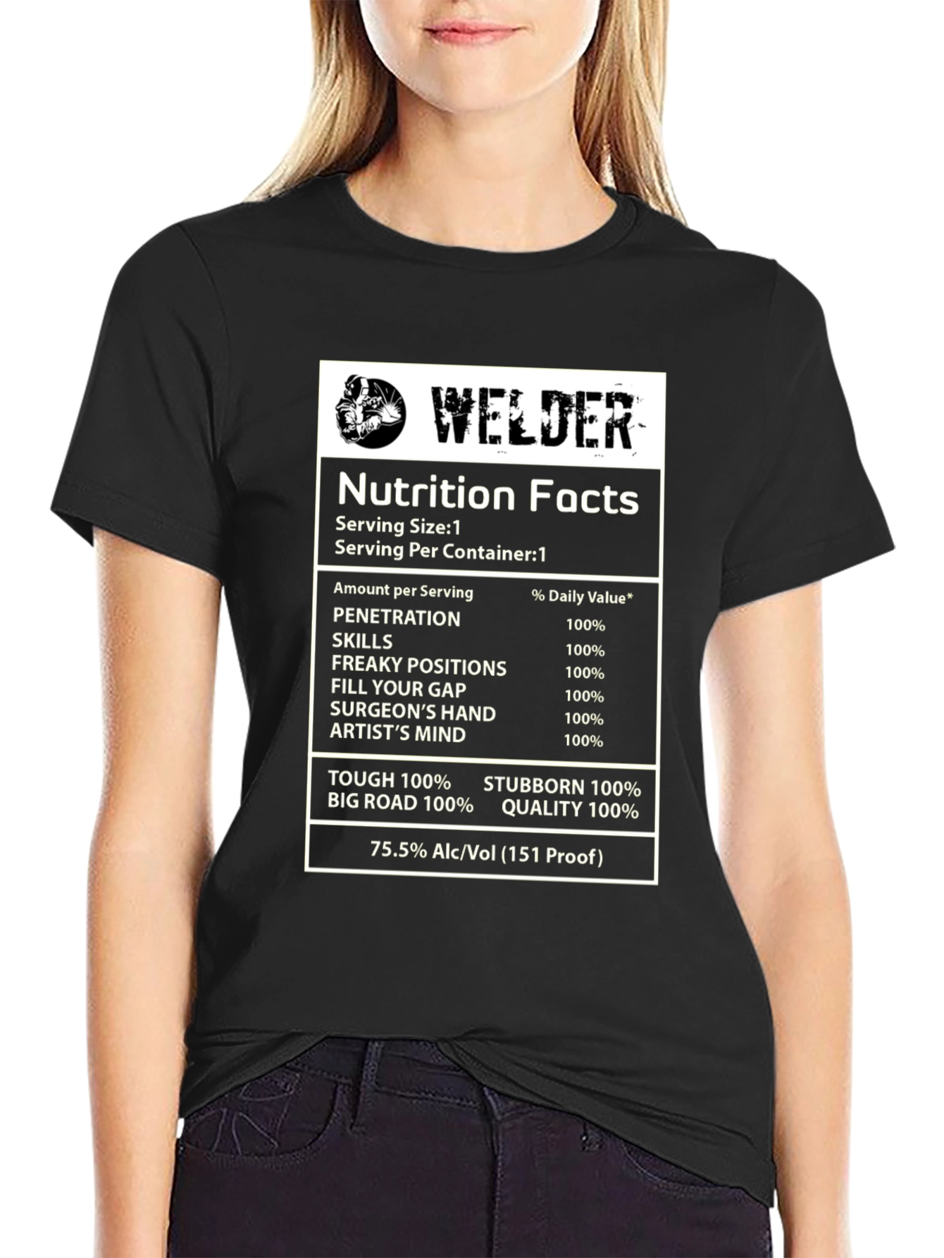 Welder Nutrition Facts Black T-Shirt