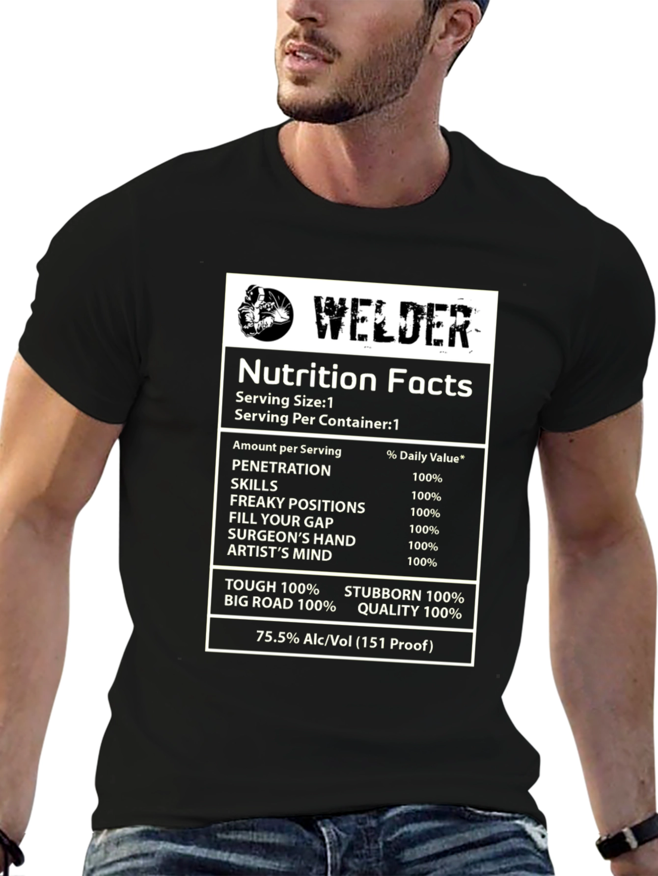 Welder Nutrition Facts Black T-Shirt