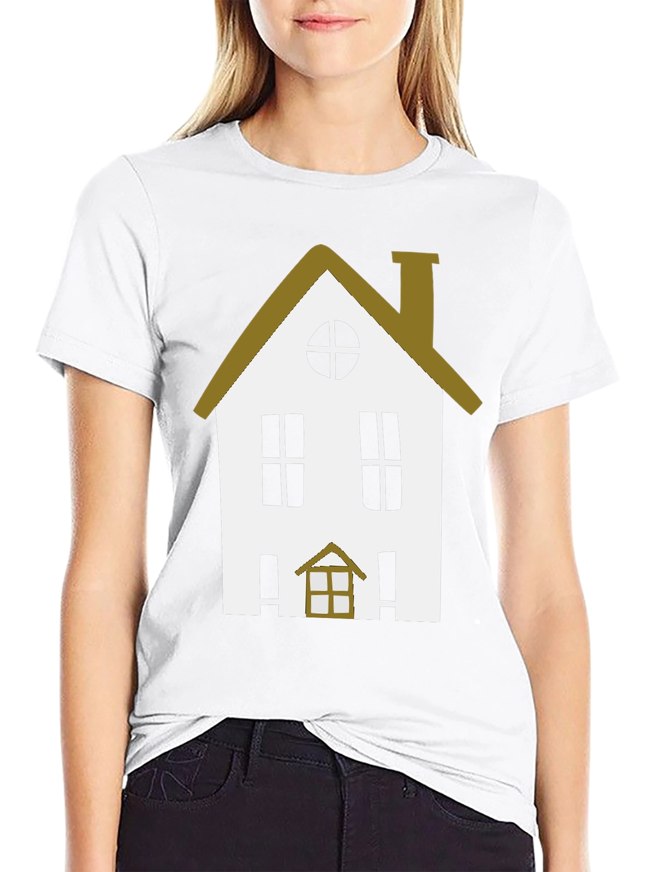 Quirky House Graphic Tee - Black Cotton Shirt