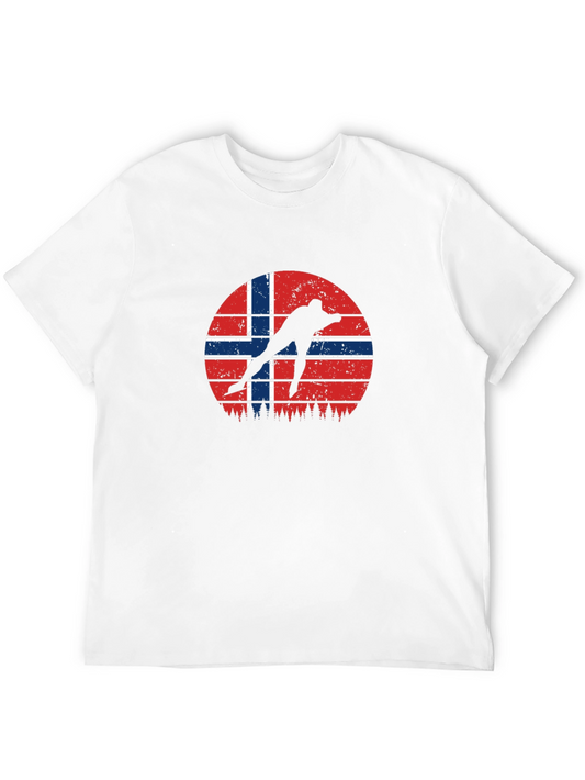 Norway Flag Skater Graphic Black T-Shirt