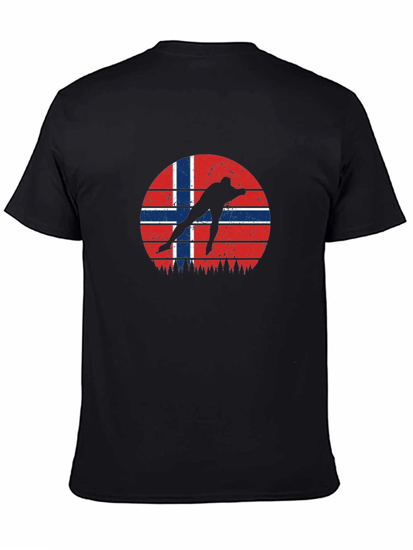 Norway Flag Skater Graphic Black T-Shirt