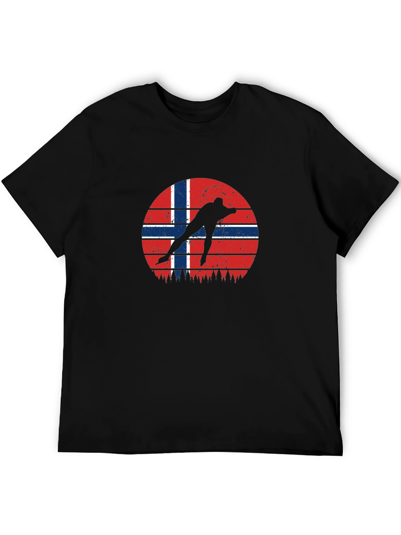 Norway Flag Skater Graphic Black T-Shirt