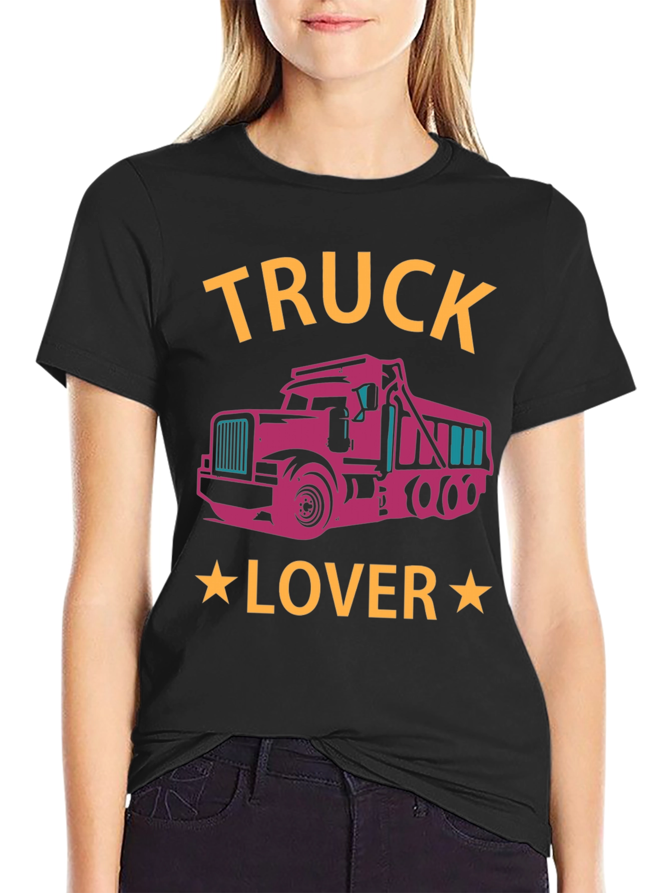 Truck Lover Graphic Tee - Black Cotton T-Shirt