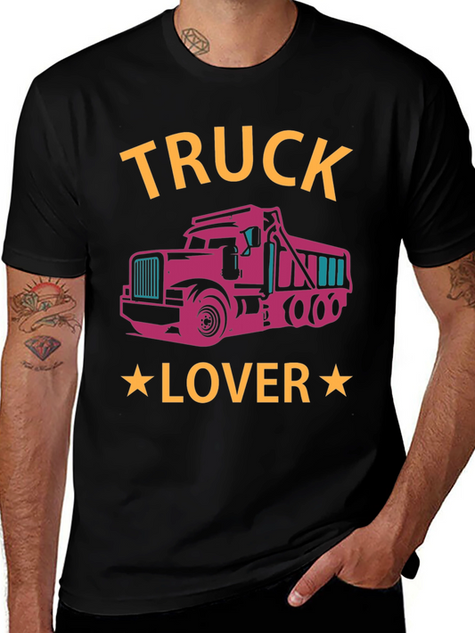 Truck Lover Graphic Tee - Black Cotton T-Shirt