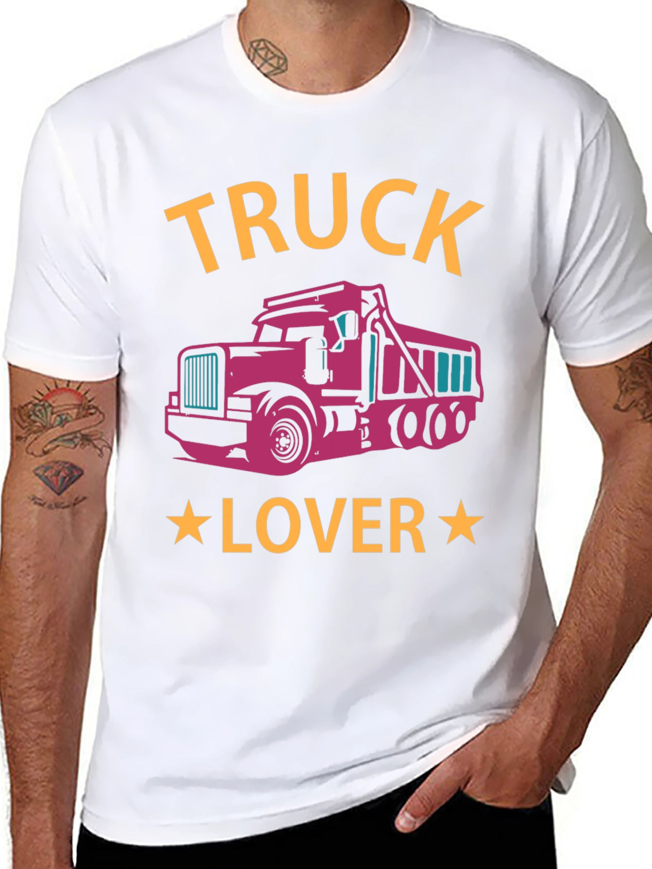 Truck Lover Graphic Tee - Black Cotton T-Shirt