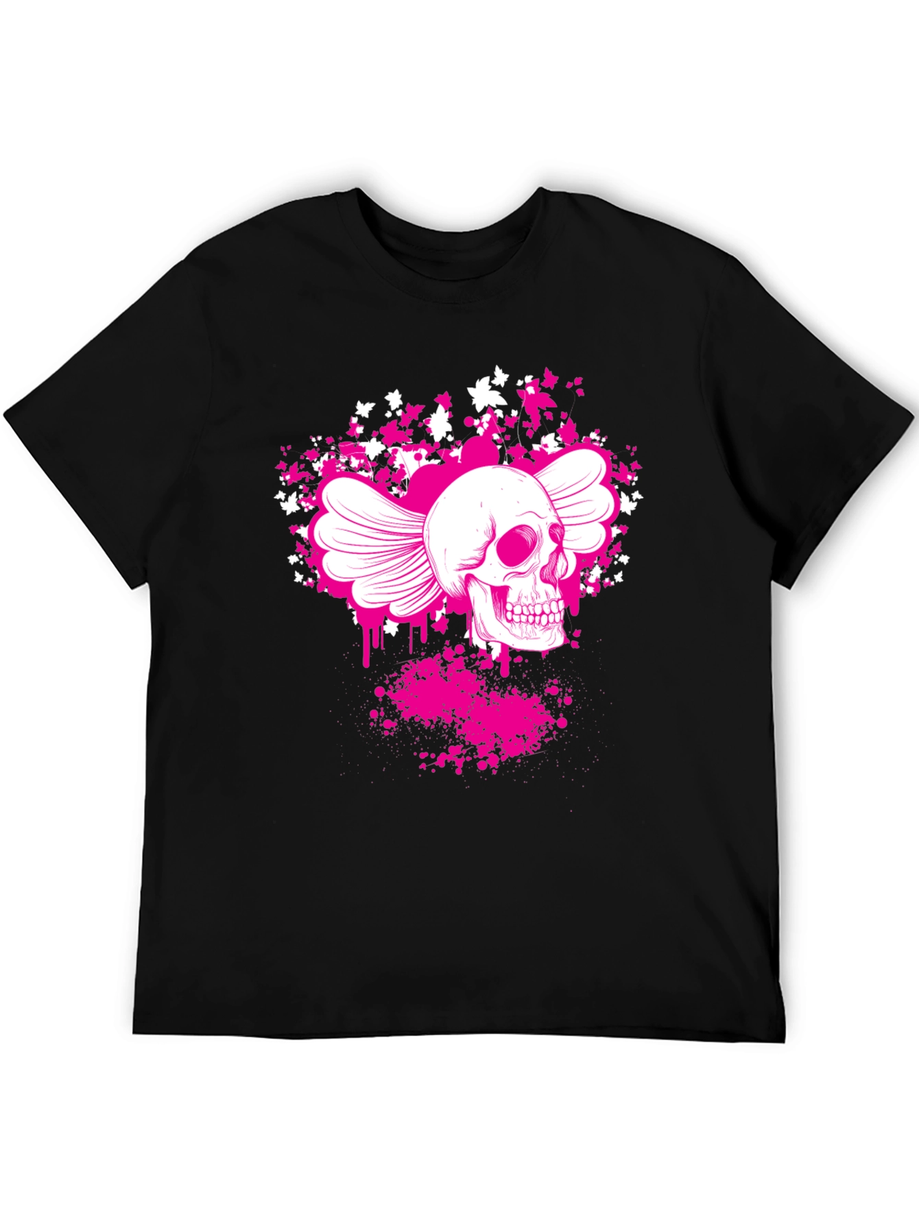 Winged Skull Graphic T-Shirt - Black