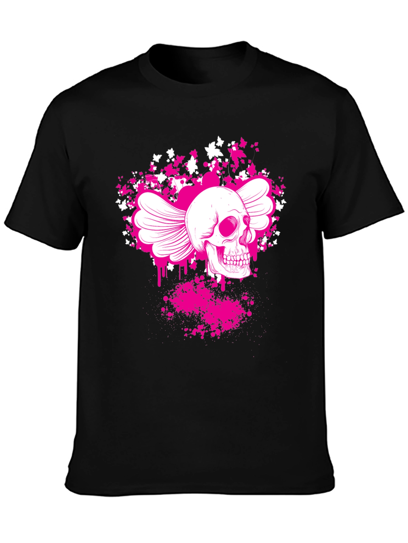 Winged Skull Graphic T-Shirt - Black