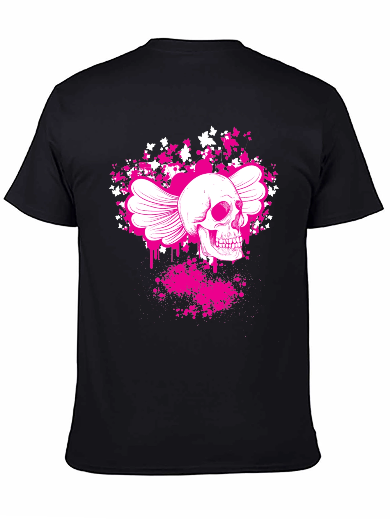 Winged Skull Graphic T-Shirt - Black