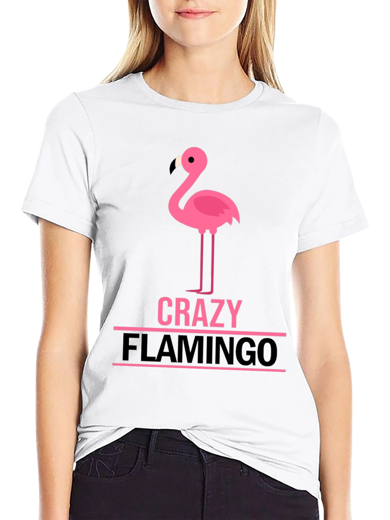 Crazy Flamingo Graphic T-Shirt - Black Cotton Tee
