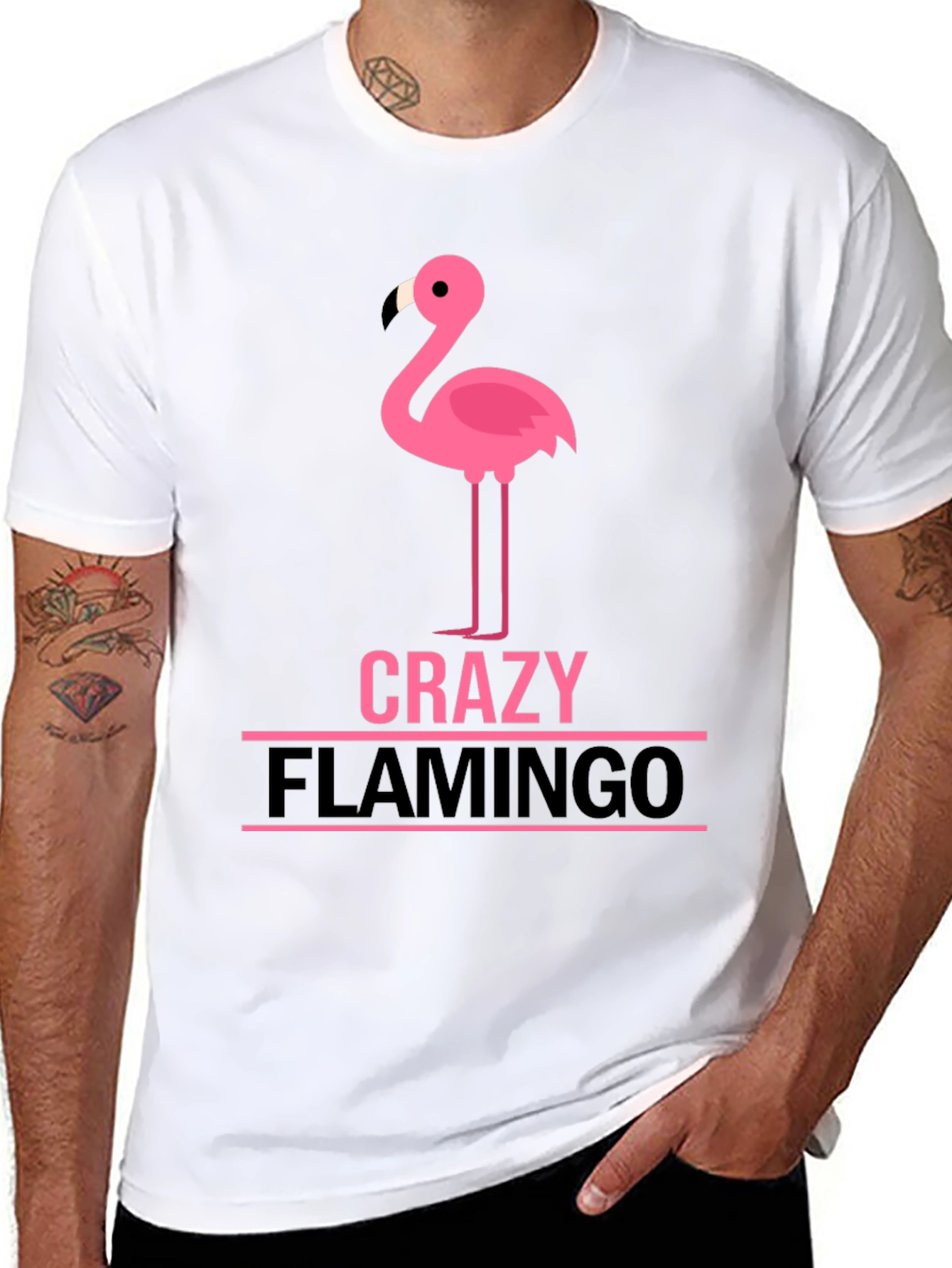 Crazy Flamingo Graphic T-Shirt - Black Cotton Tee