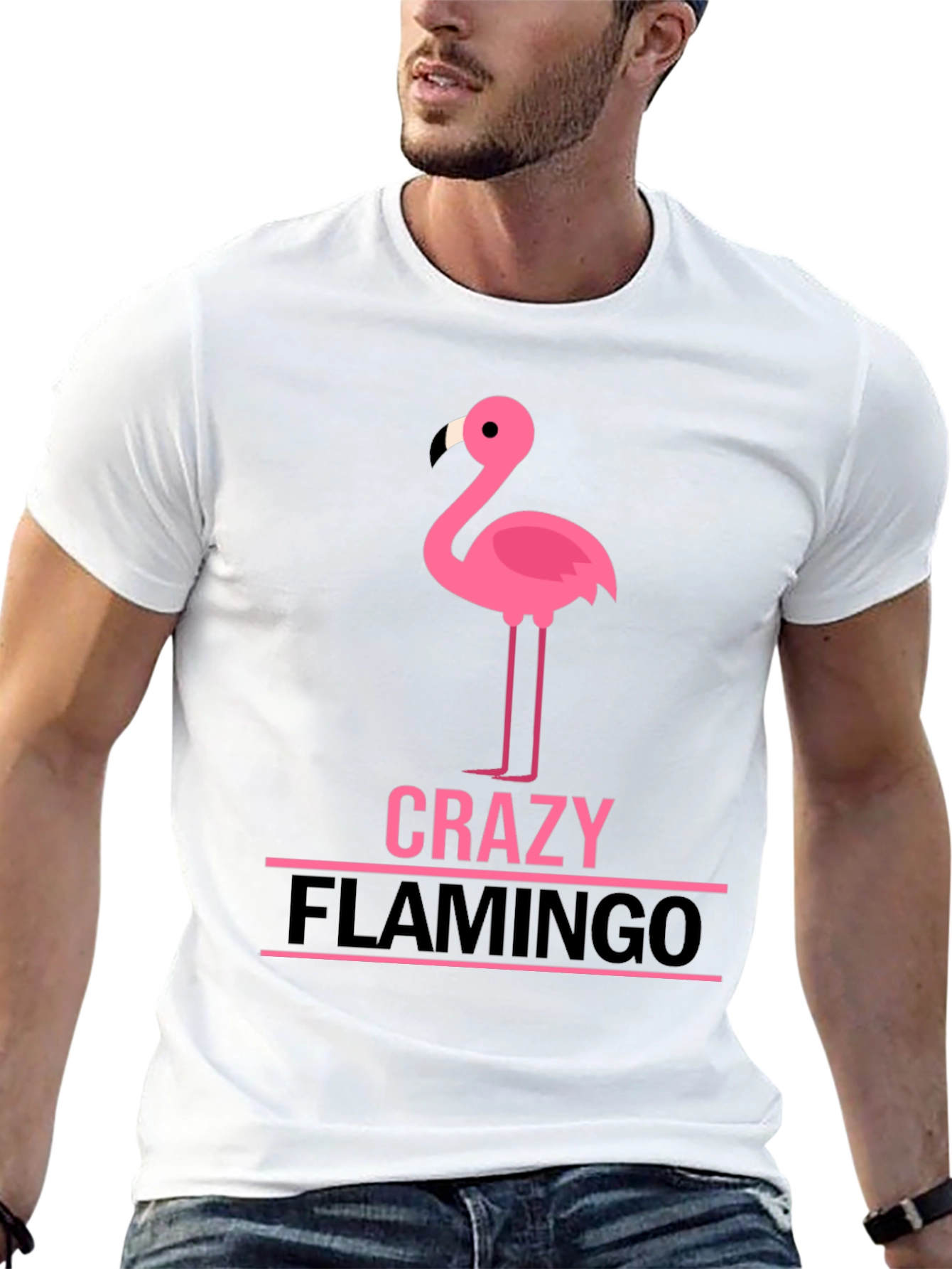 Crazy Flamingo Graphic T-Shirt - Black Cotton Tee