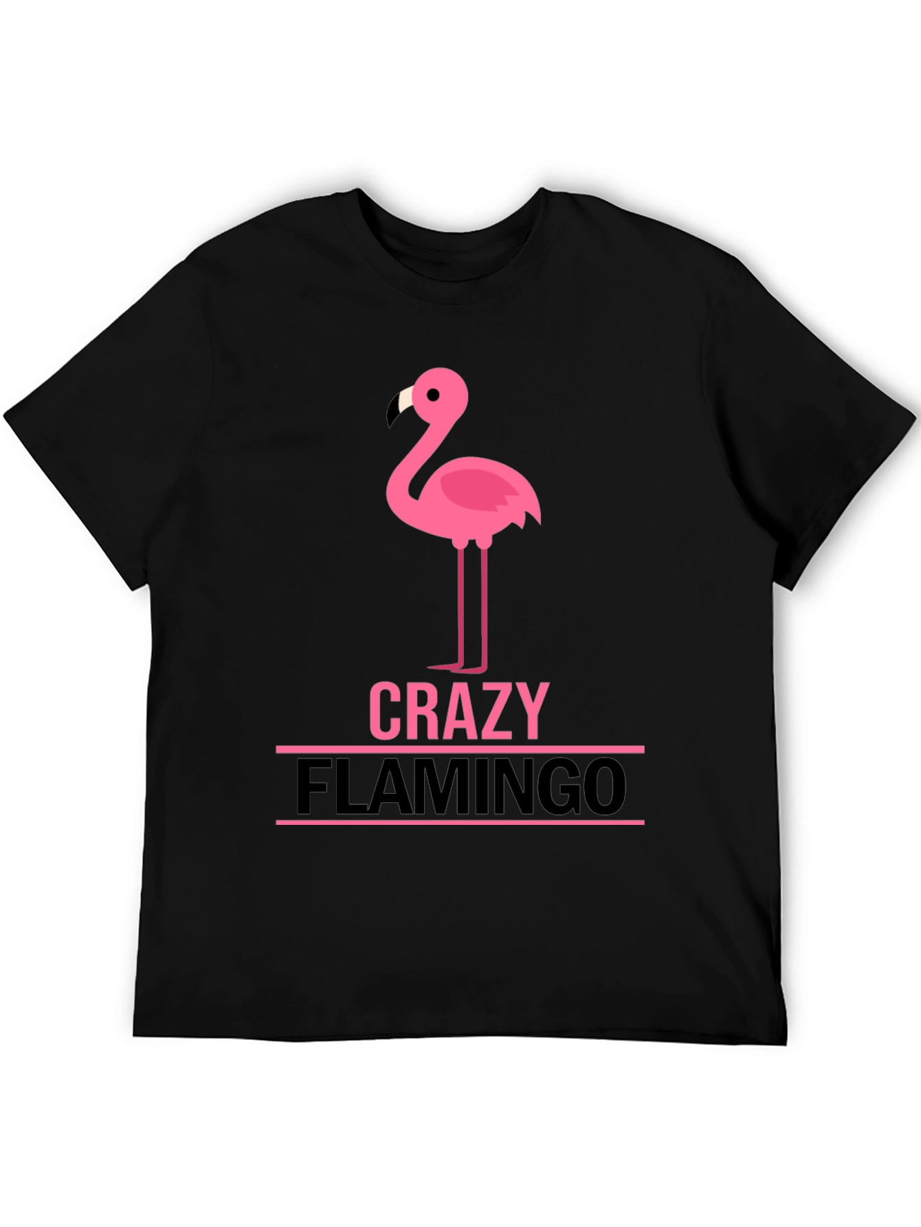 Crazy Flamingo Graphic T-Shirt - Black Cotton Tee