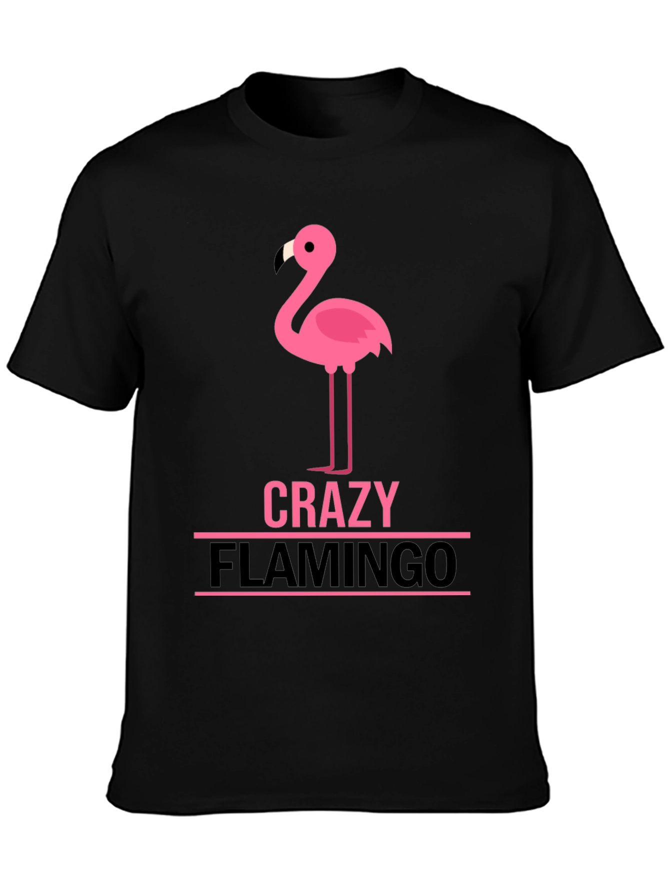 Crazy Flamingo Graphic T-Shirt - Black Cotton Tee