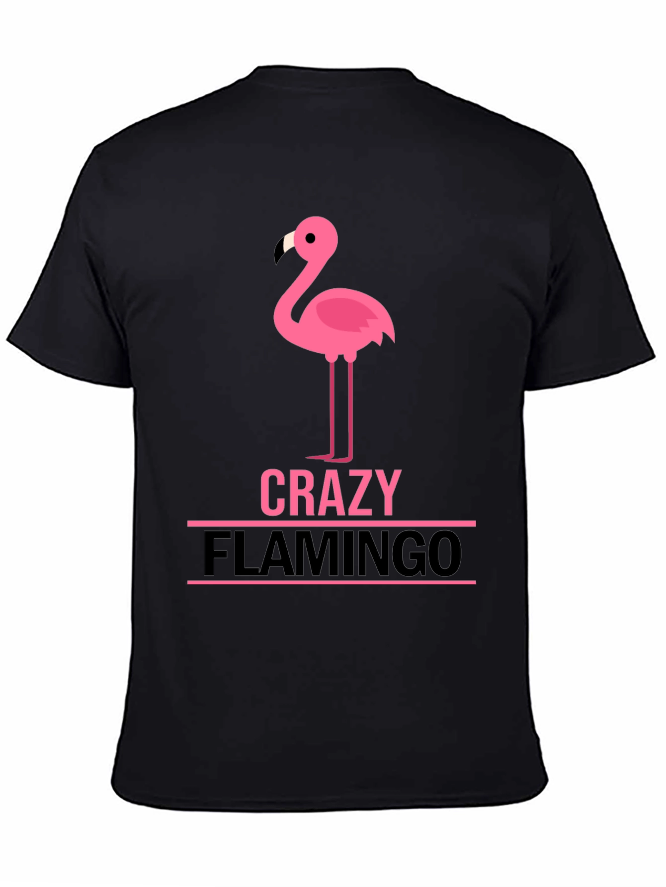 Crazy Flamingo Graphic T-Shirt - Black Cotton Tee