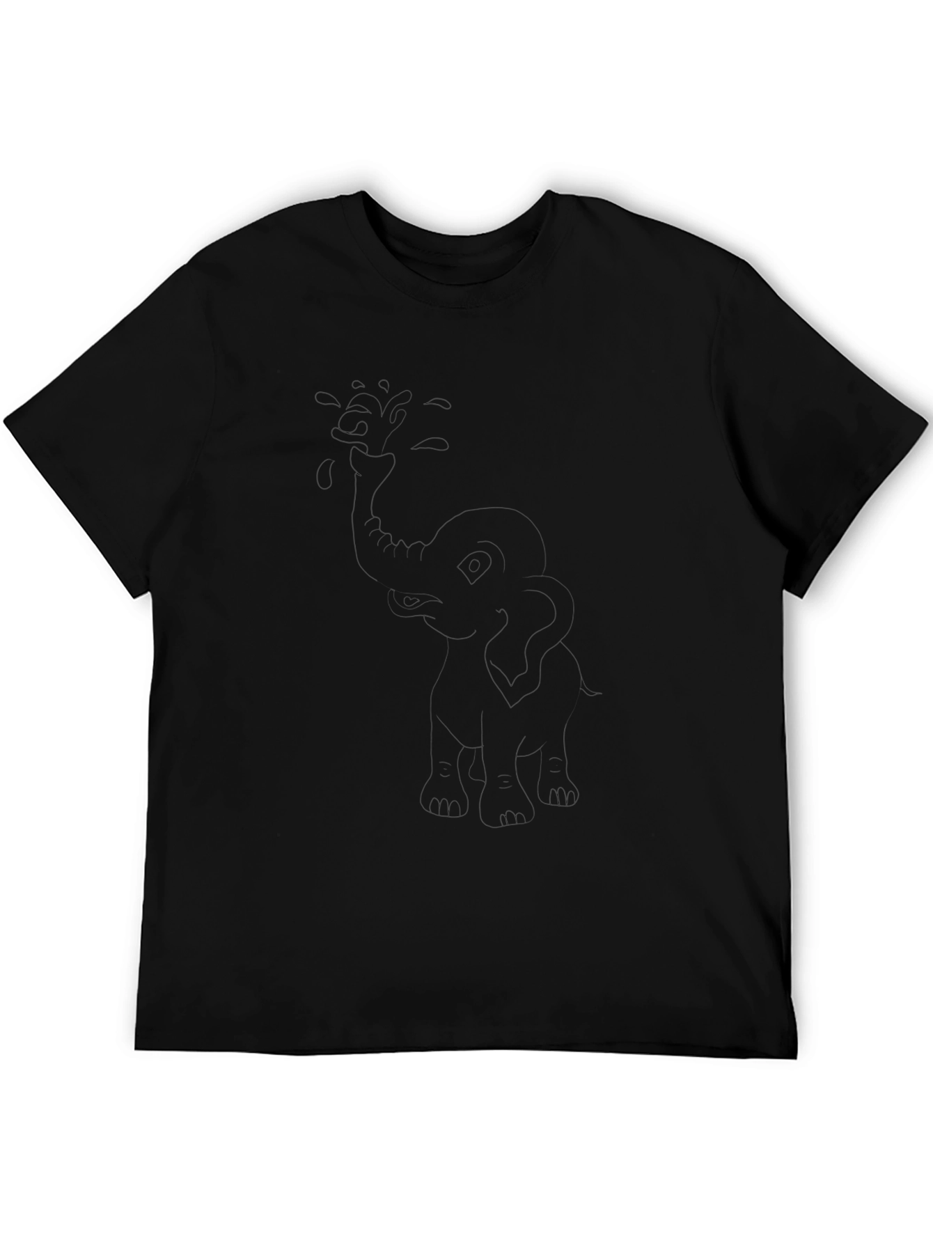 Black Elephant Outline Graphic Tee