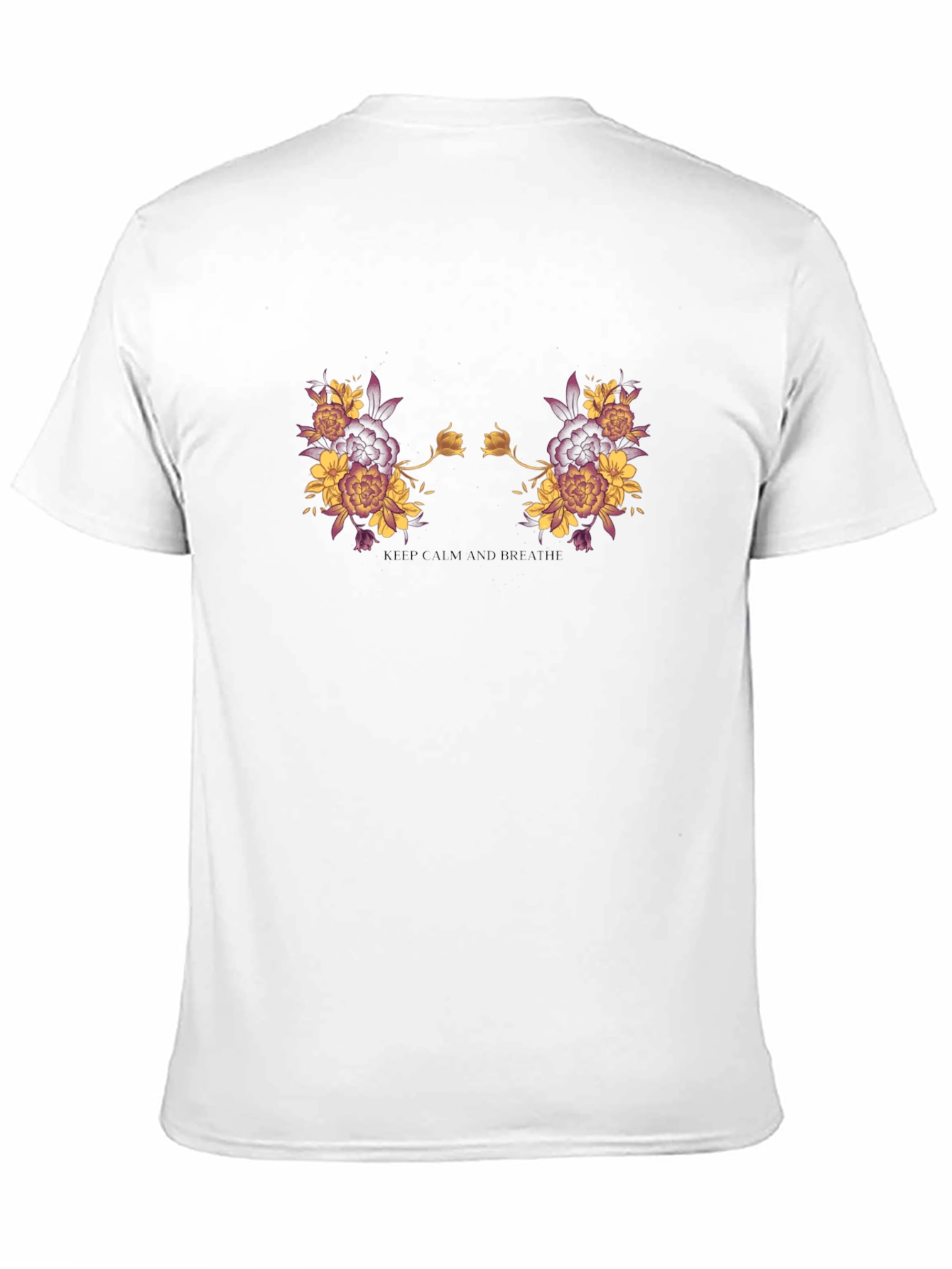 Floral Black T-Shirt: Keep Calm and Breathe