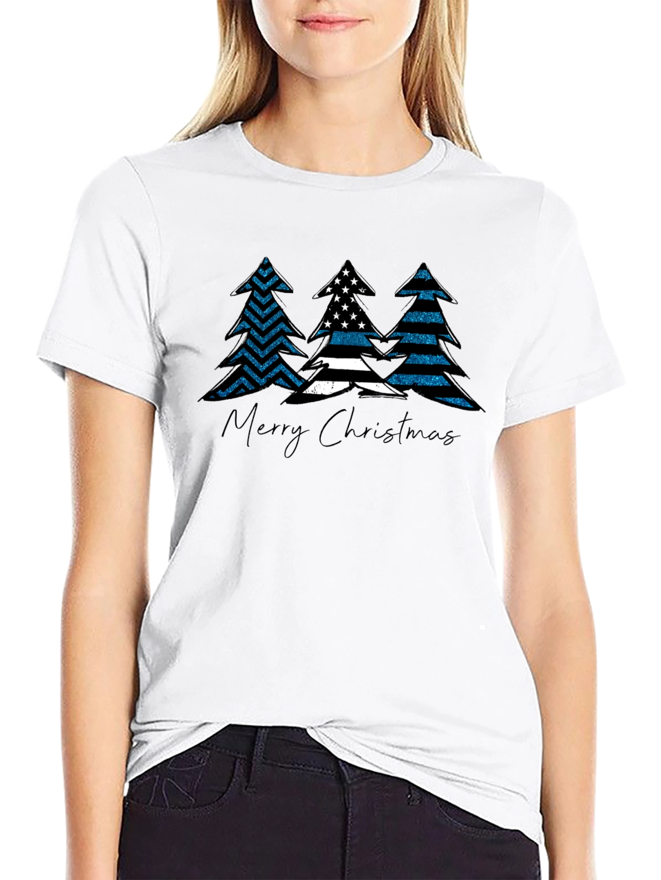 Thin Blue Line Christmas Tree Shirt