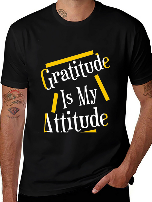 Gratitude Is My Attitude Graphic Tee - Black Cotton T-Shirt