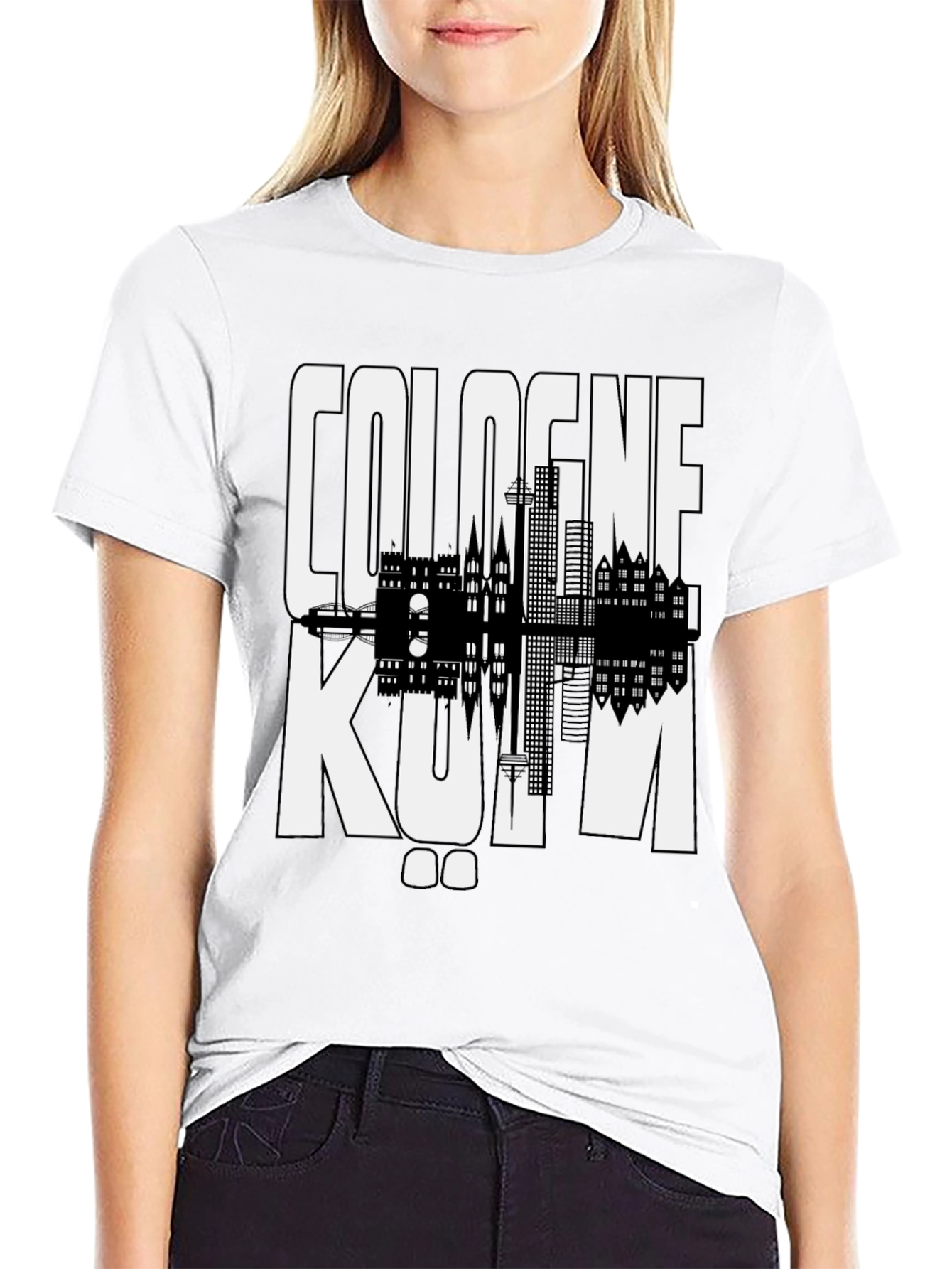 Cologne Germany Graphic Tee - Black Cityscape Shirt