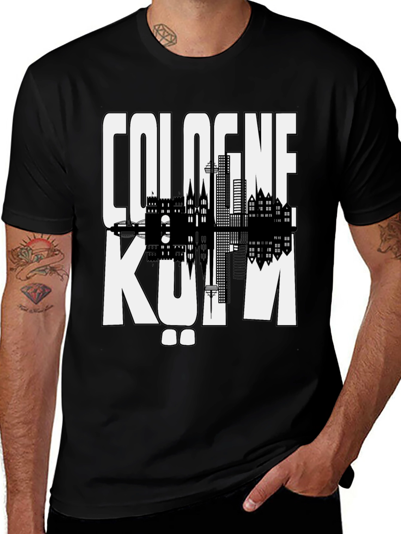 Cologne Germany Graphic Tee - Black Cityscape Shirt