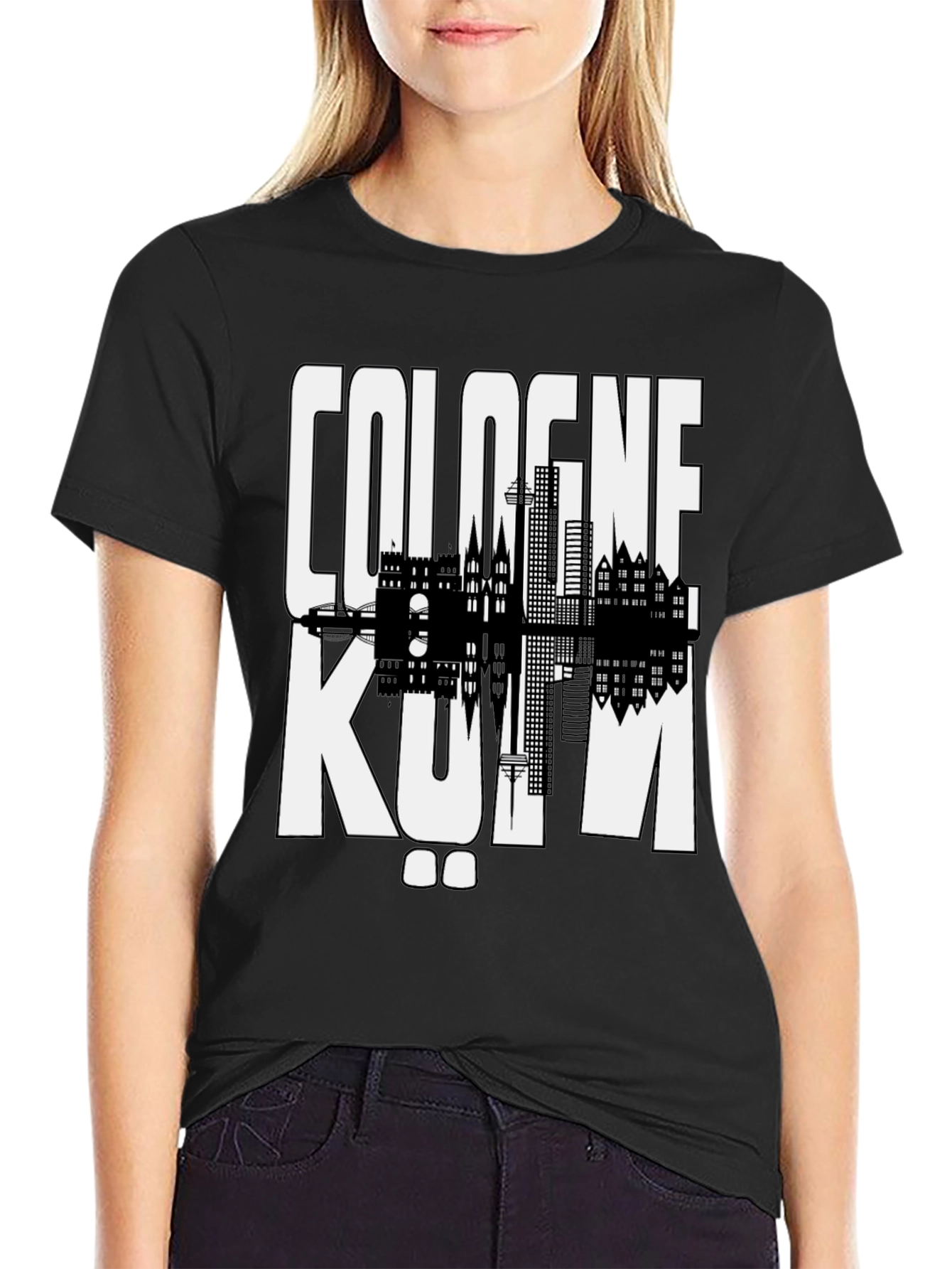 Cologne Germany Graphic Tee - Black Cityscape Shirt