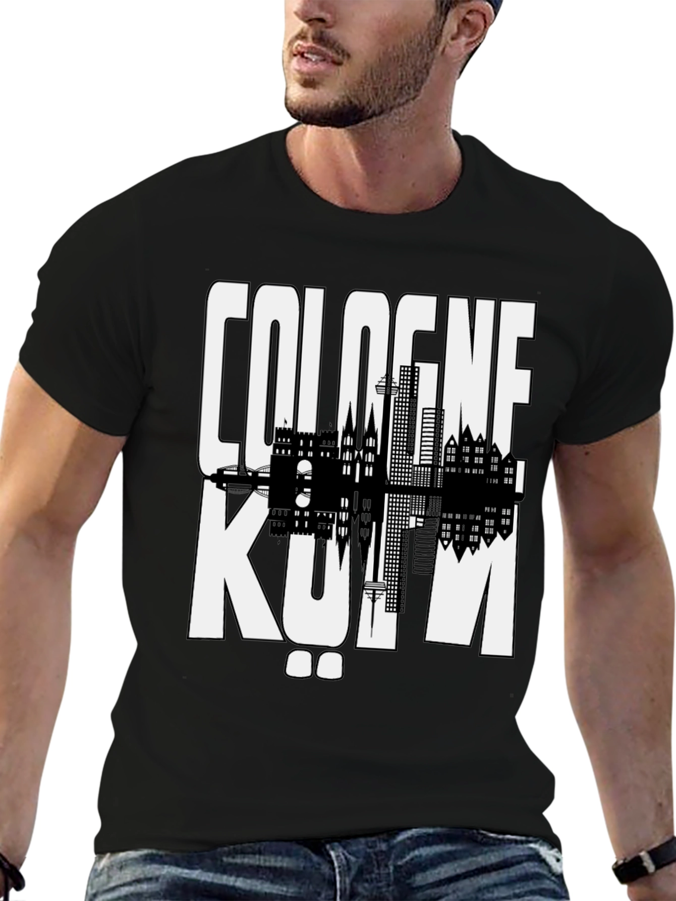 Cologne Germany Graphic Tee - Black Cityscape Shirt