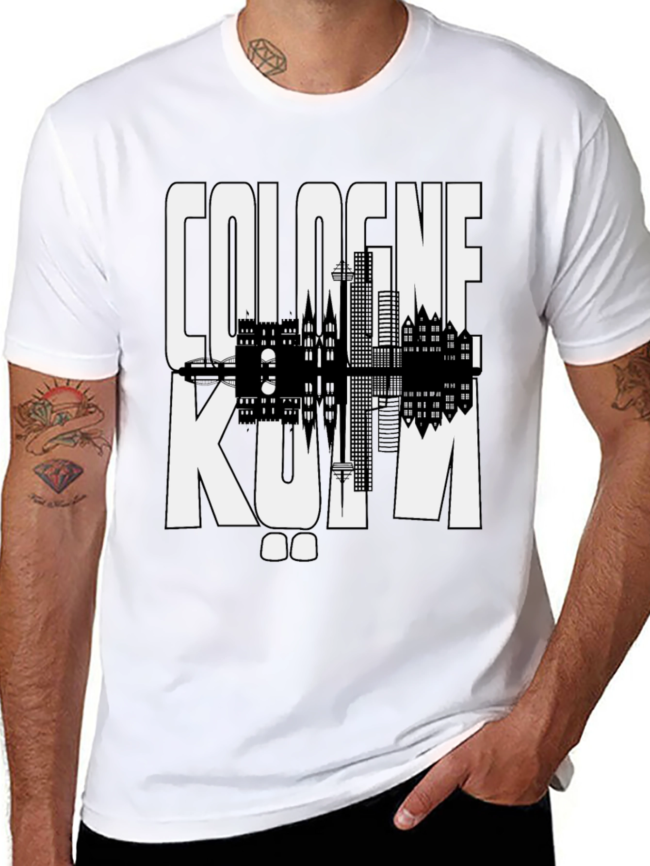 Cologne Germany Graphic Tee - Black Cityscape Shirt
