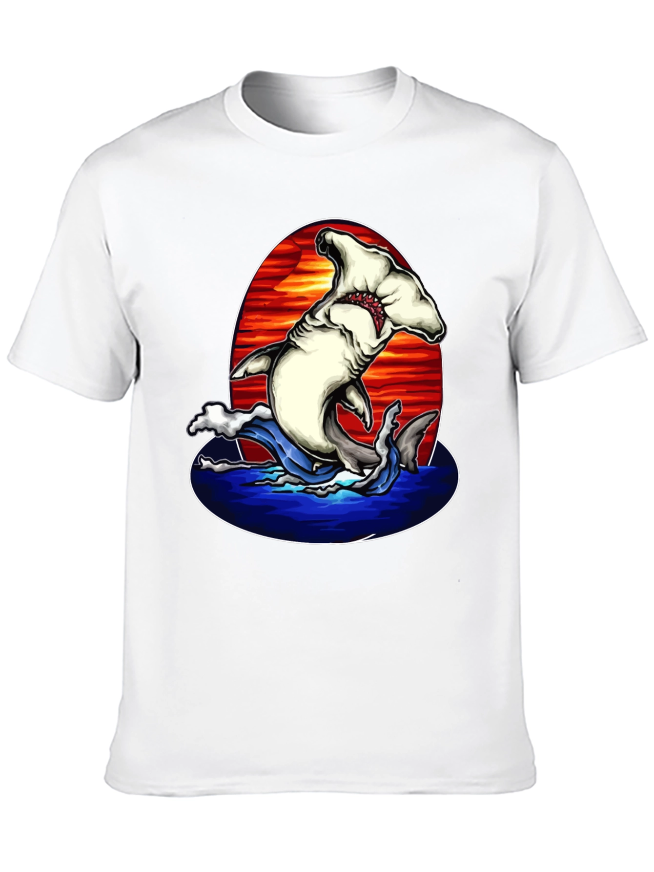 Hammerhead Shark Graphic Print Black T-Shirt