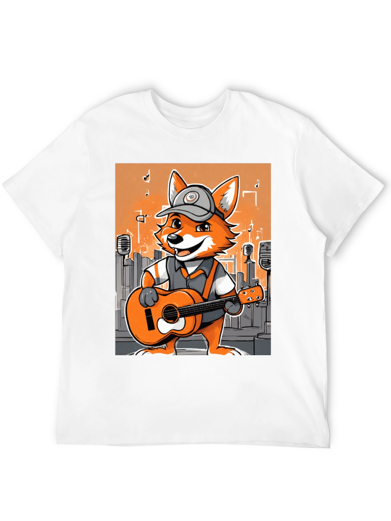 Cartoon Fox Musician Graphic Tee