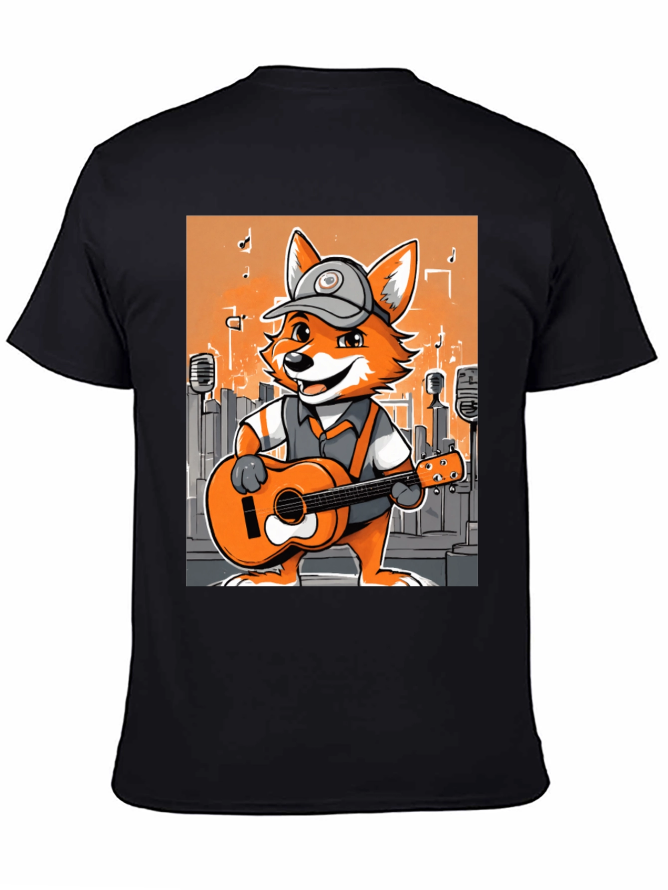 Cartoon Fox Musician Graphic Tee