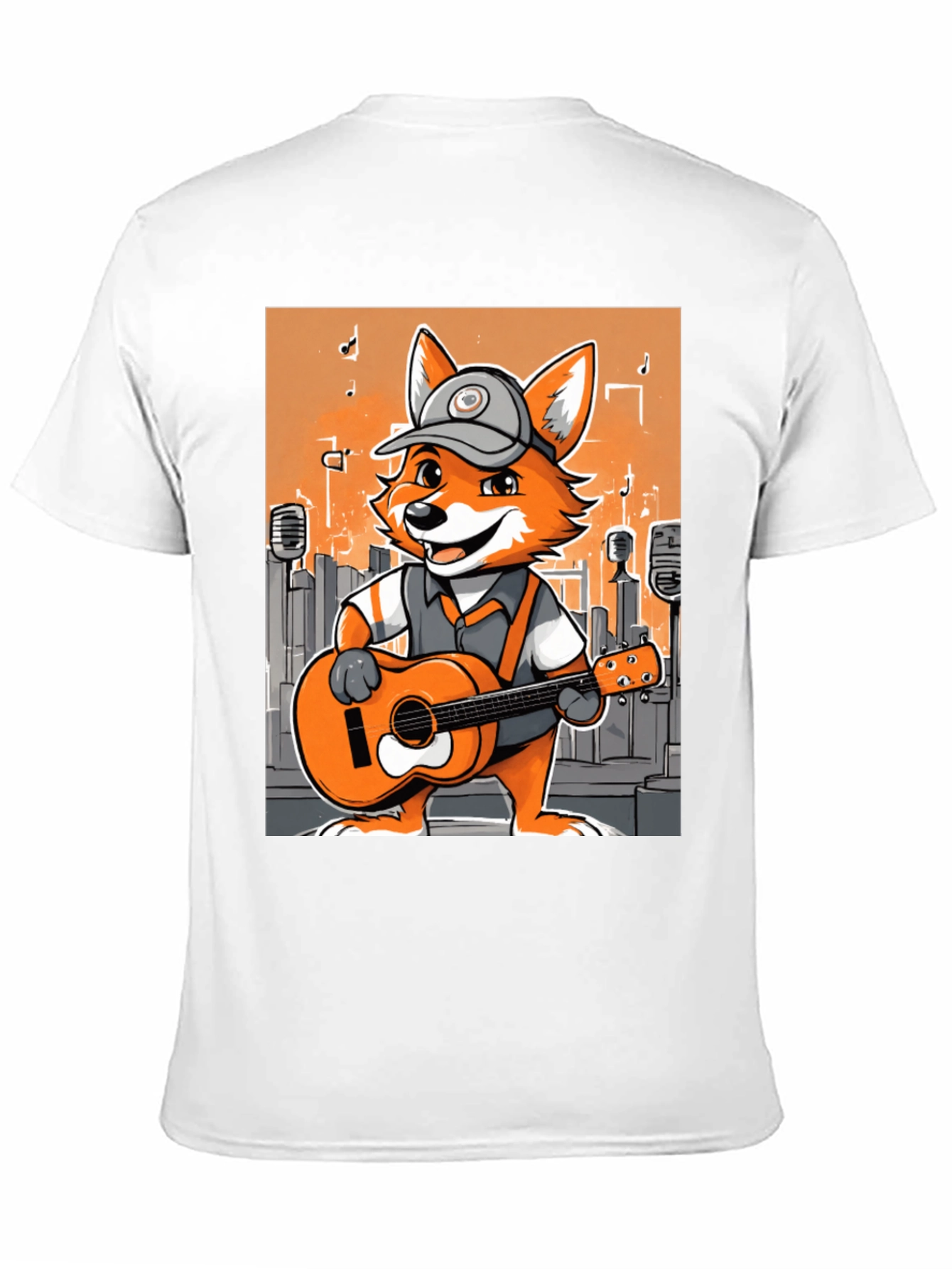 Cartoon Fox Musician Graphic Tee