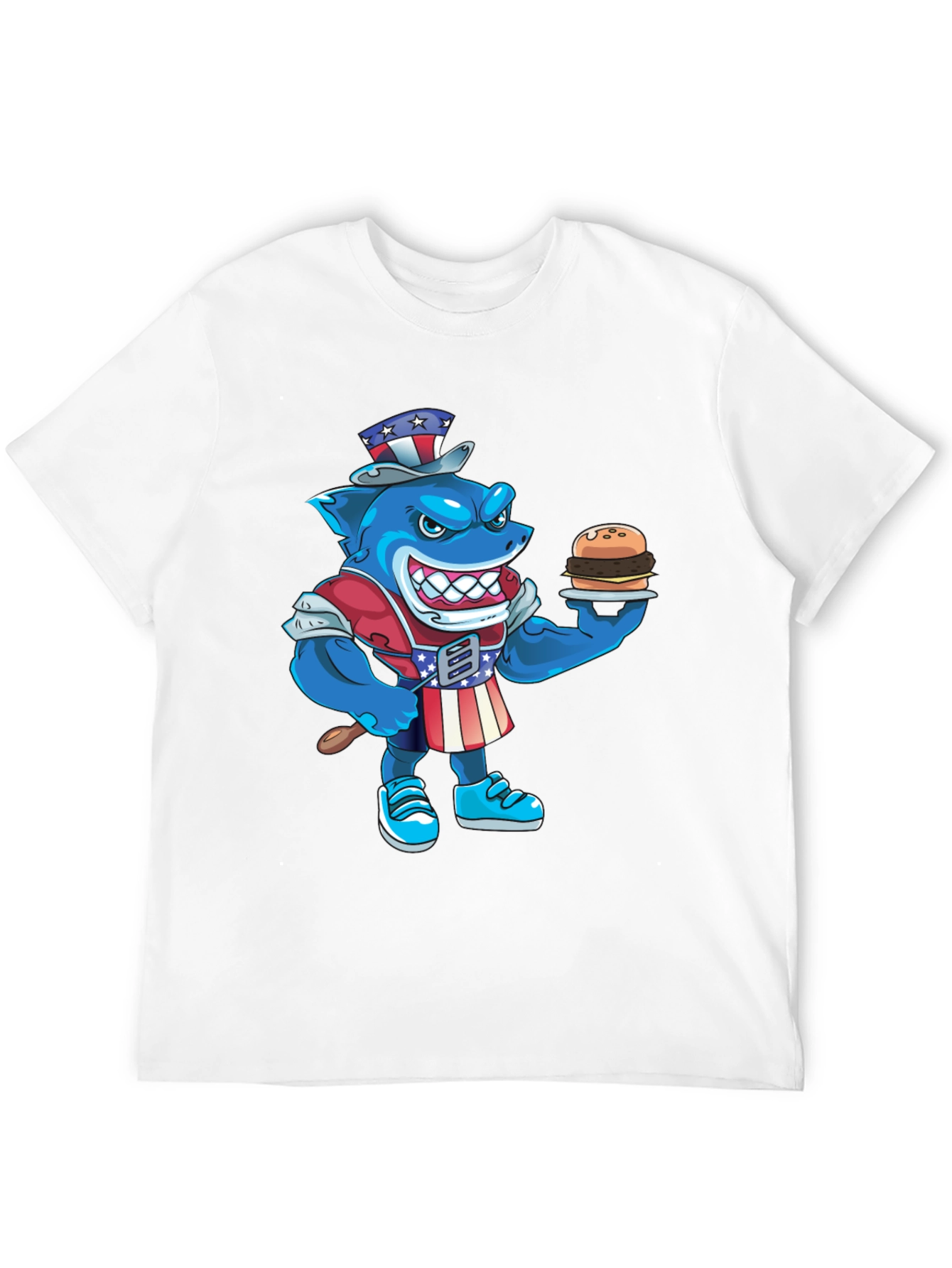 Patriotic Shark Burger T-Shirt
