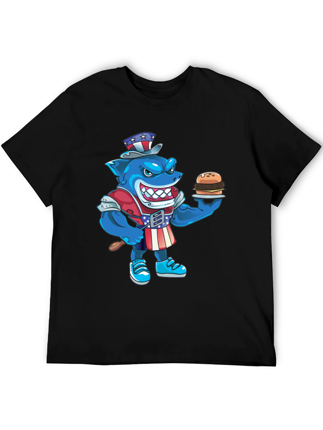 Patriotic Shark Burger T-Shirt
