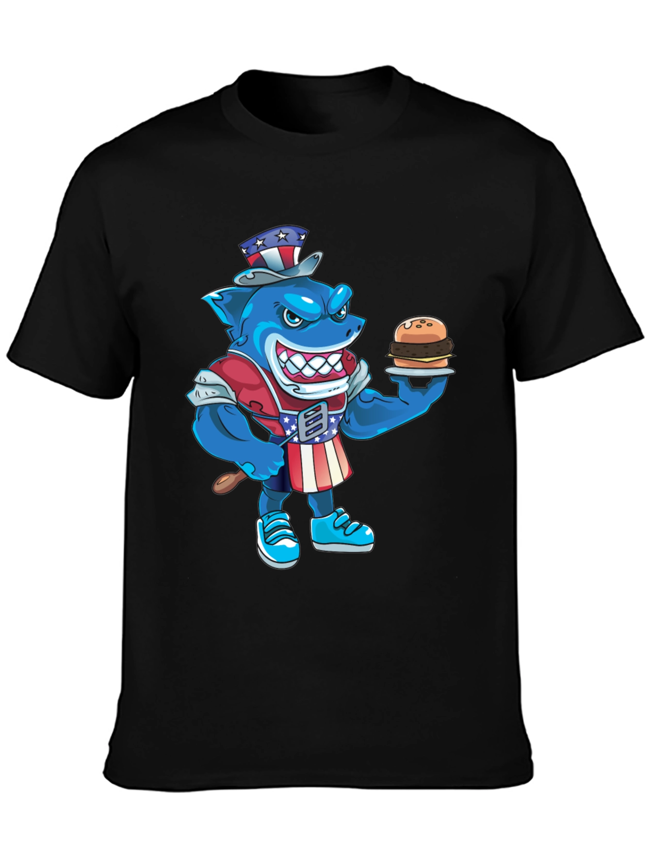 Patriotic Shark Burger T-Shirt