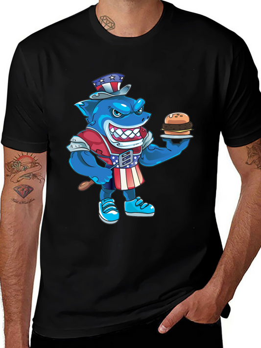 Patriotic Shark Burger T-Shirt