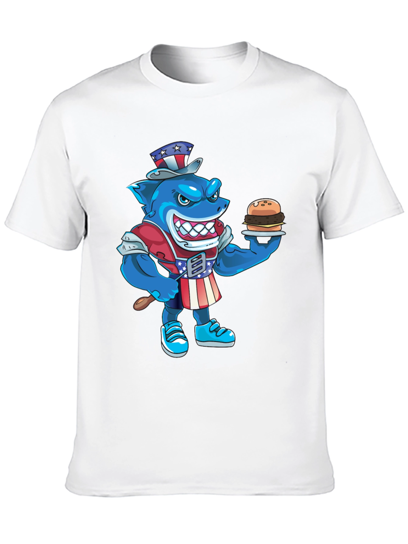 Patriotic Shark Burger T-Shirt