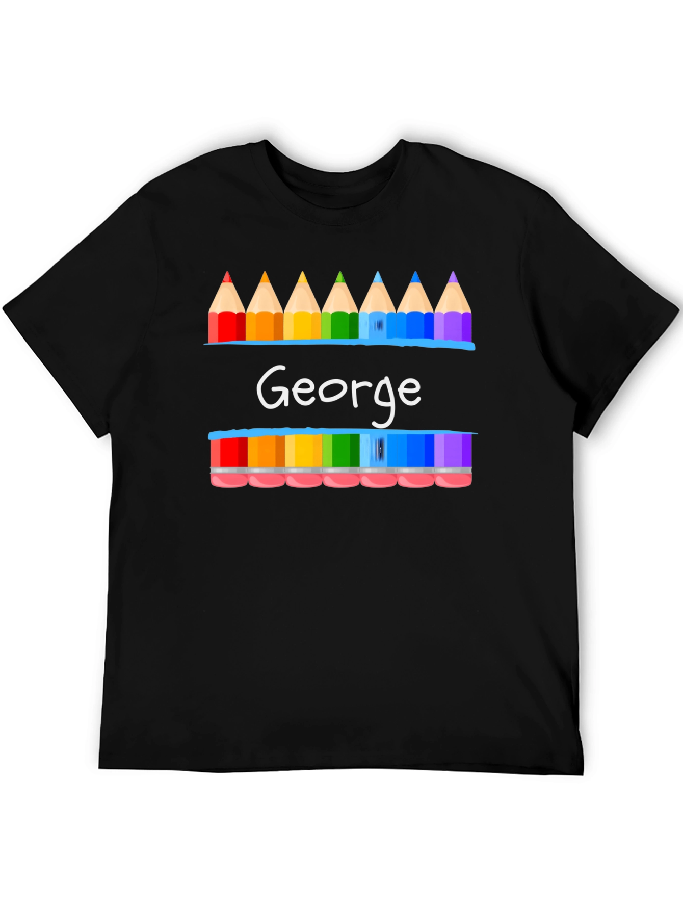 Personalized George Rainbow Pencil T-Shirt
