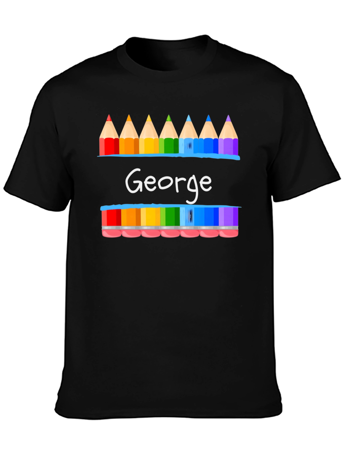 Personalized George Rainbow Pencil T-Shirt