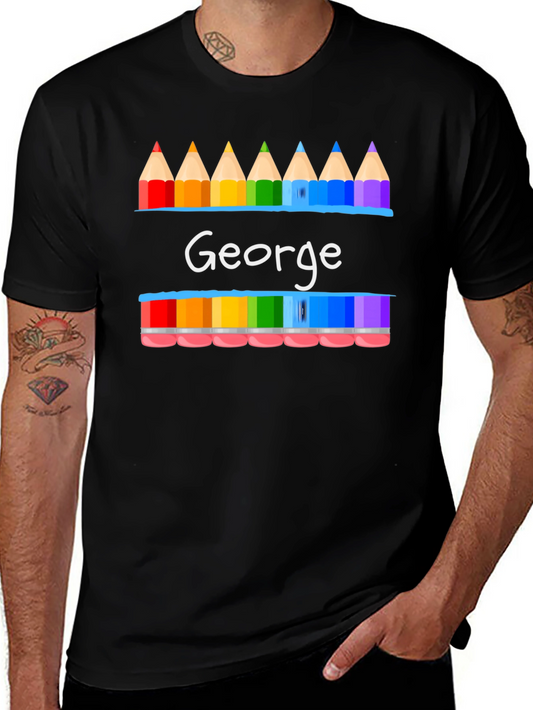 Personalized George Rainbow Pencil T-Shirt