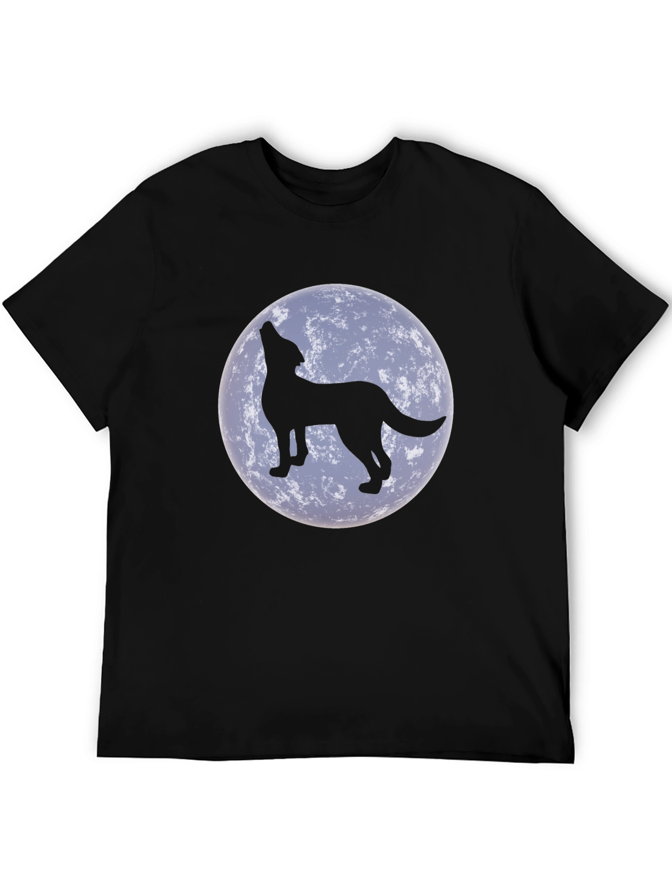 Wolf Howling at Moon Black T-Shirt