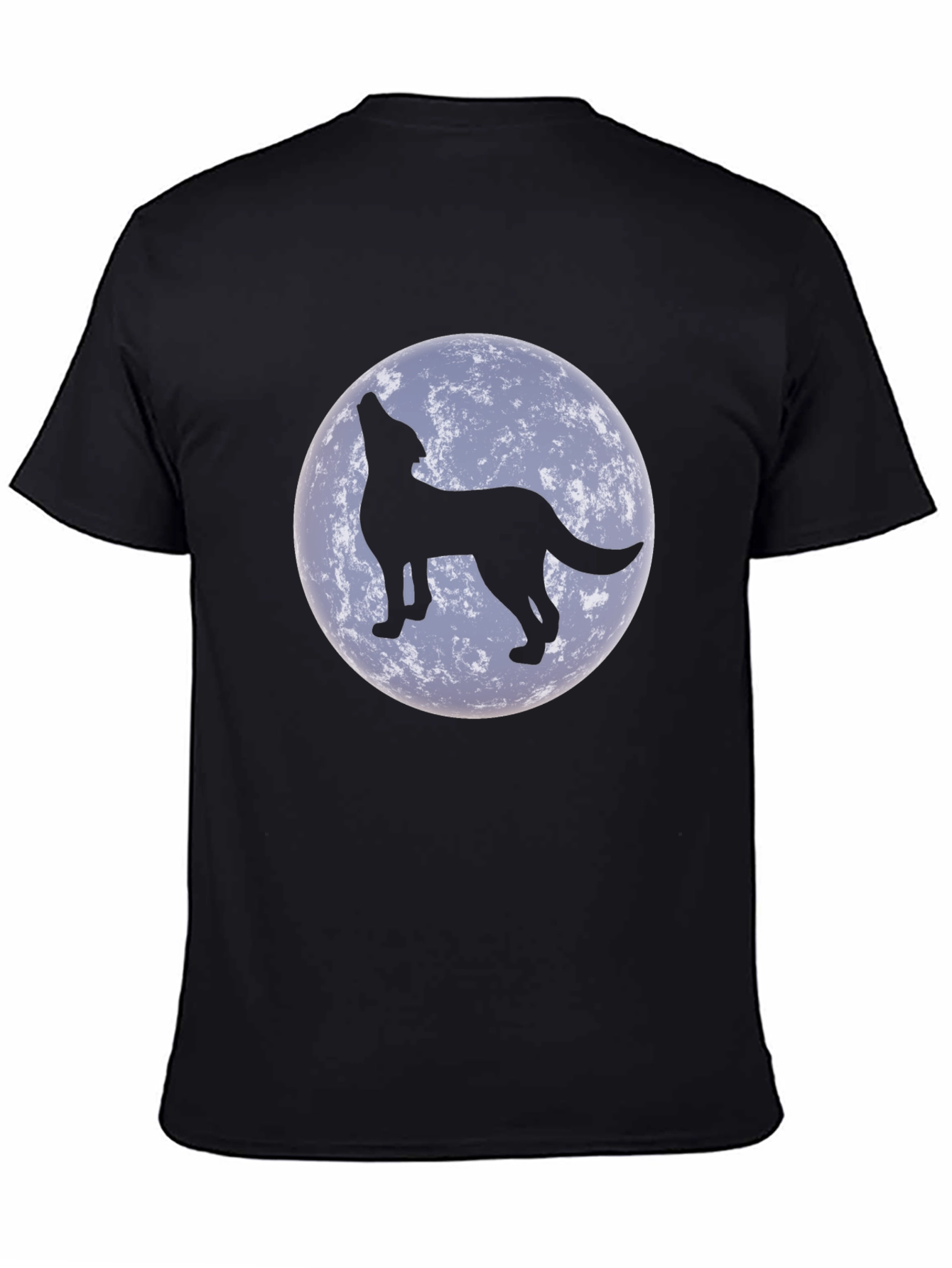 Wolf Howling at Moon Black T-Shirt