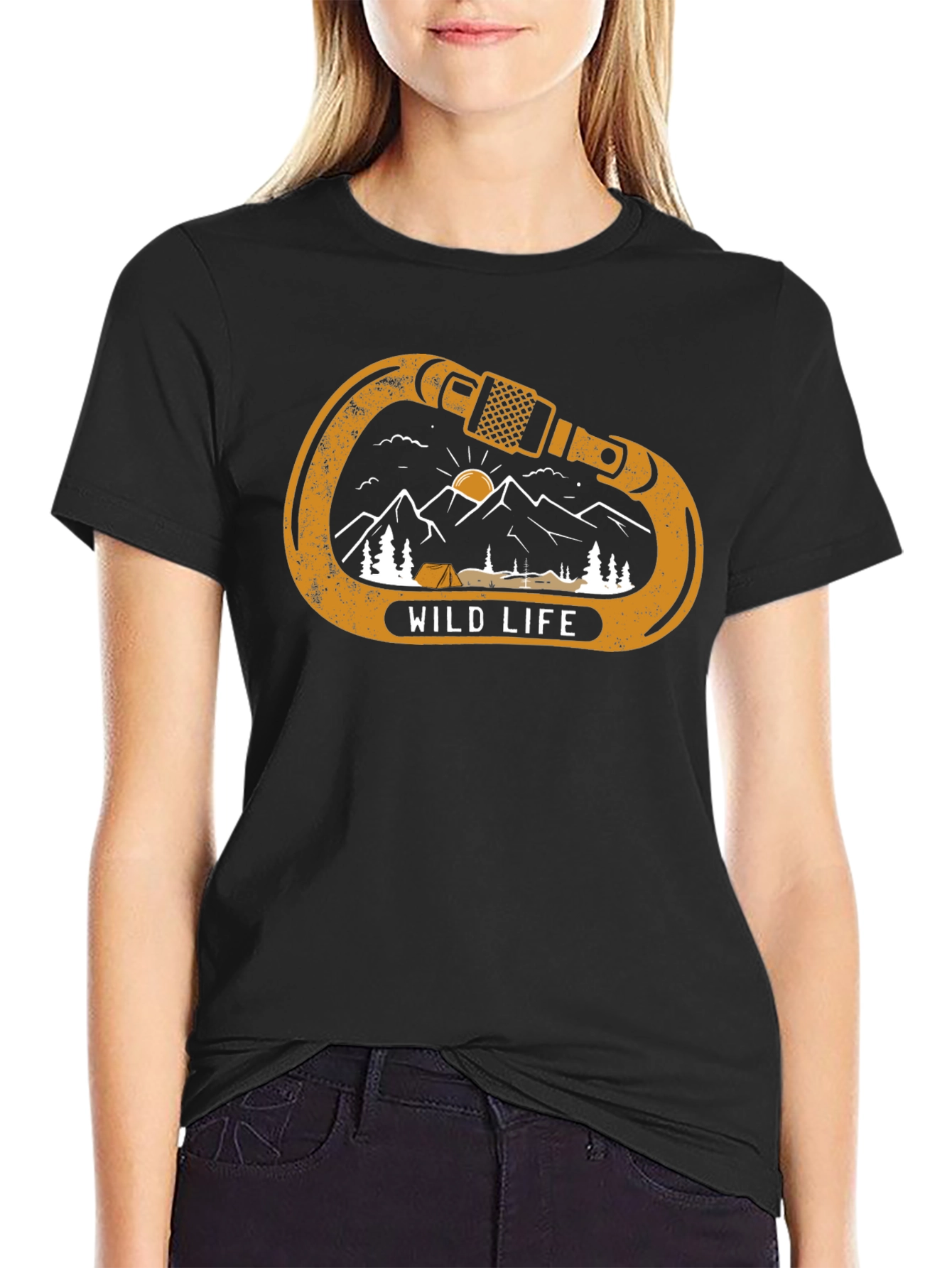 Wild Life Climbing Carabiner Graphic Tee - Black