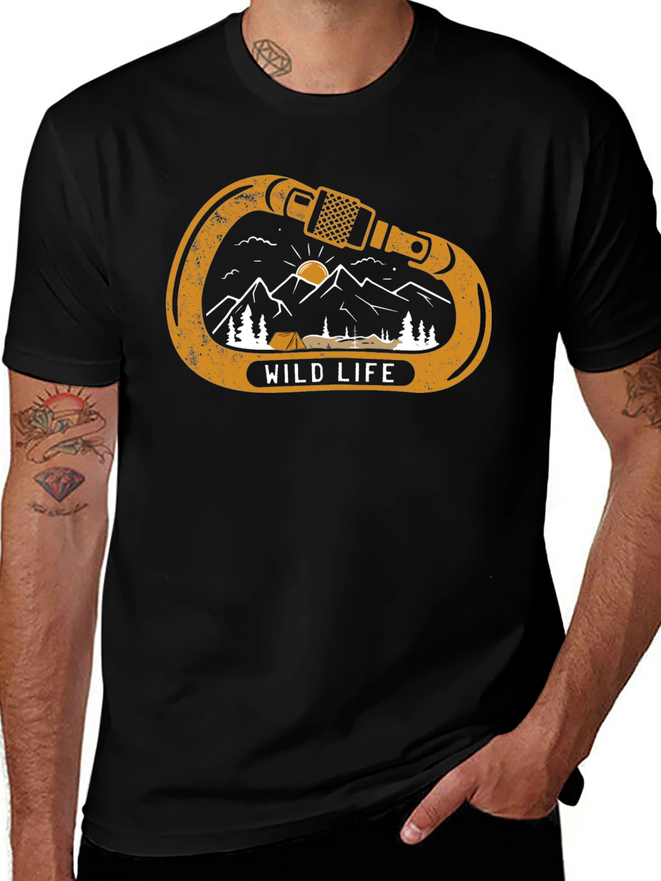 Wild Life Climbing Carabiner Graphic Tee - Black