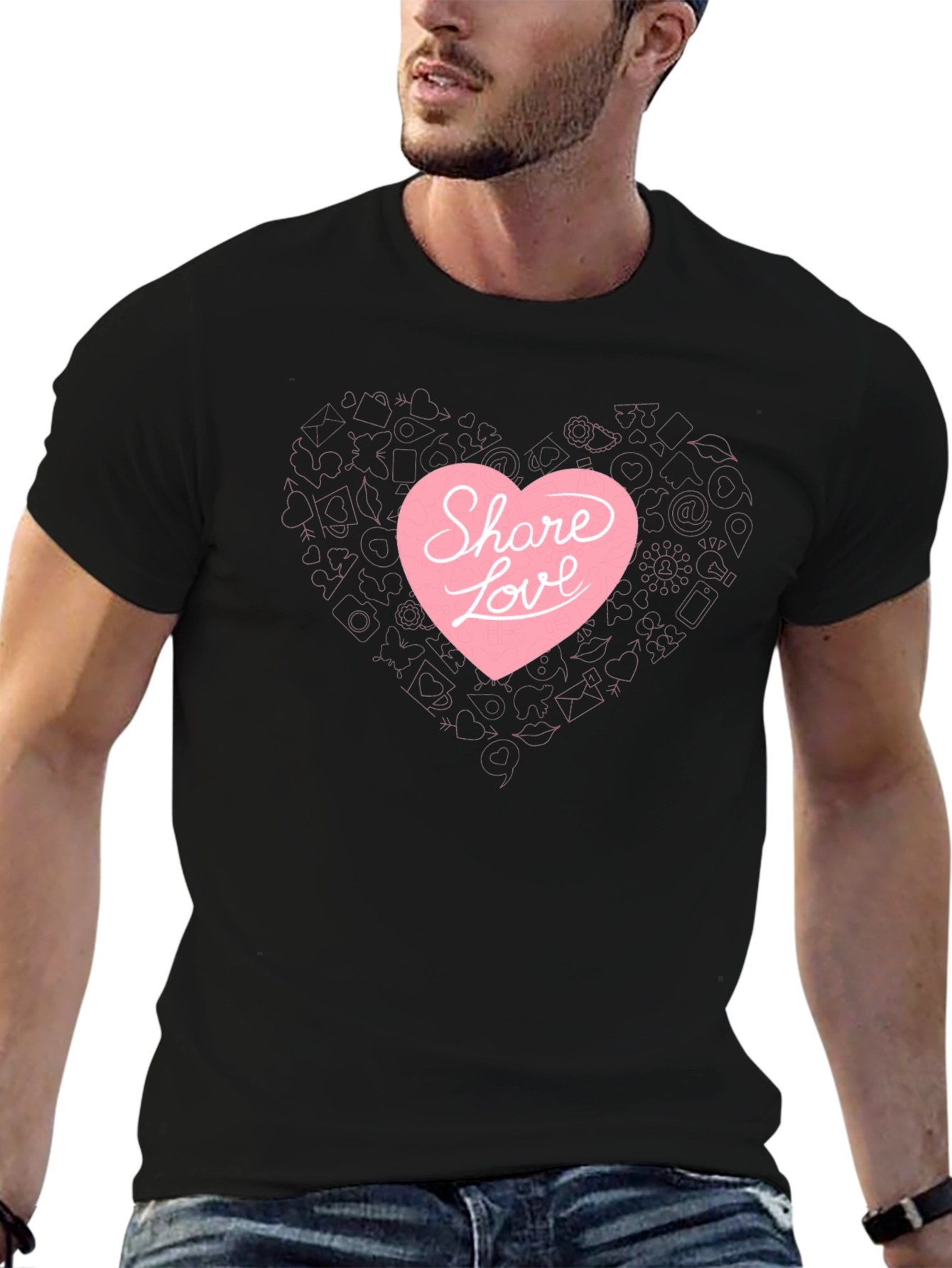 Share Love Black Graphic Tee