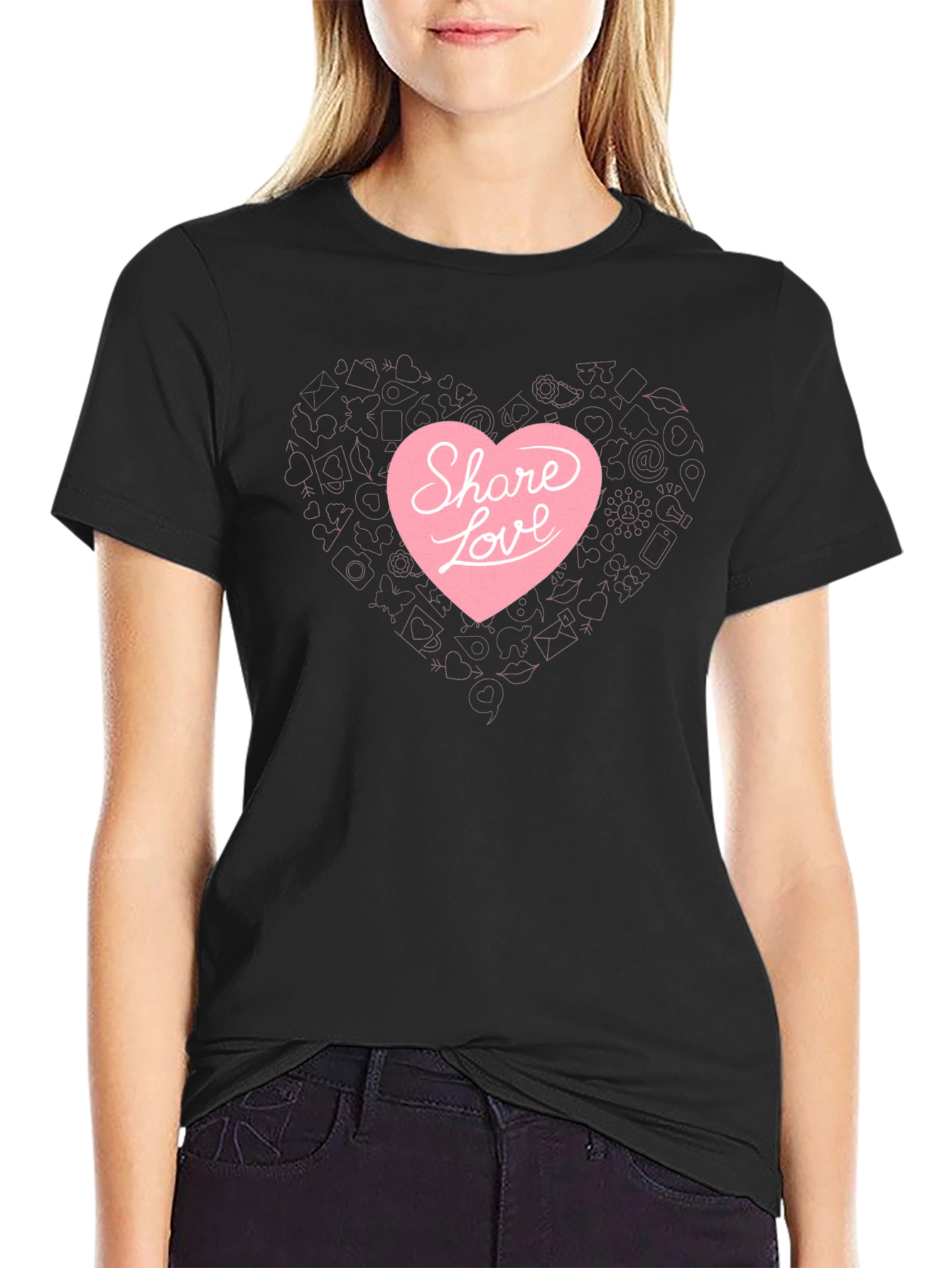 Share Love Black Graphic Tee