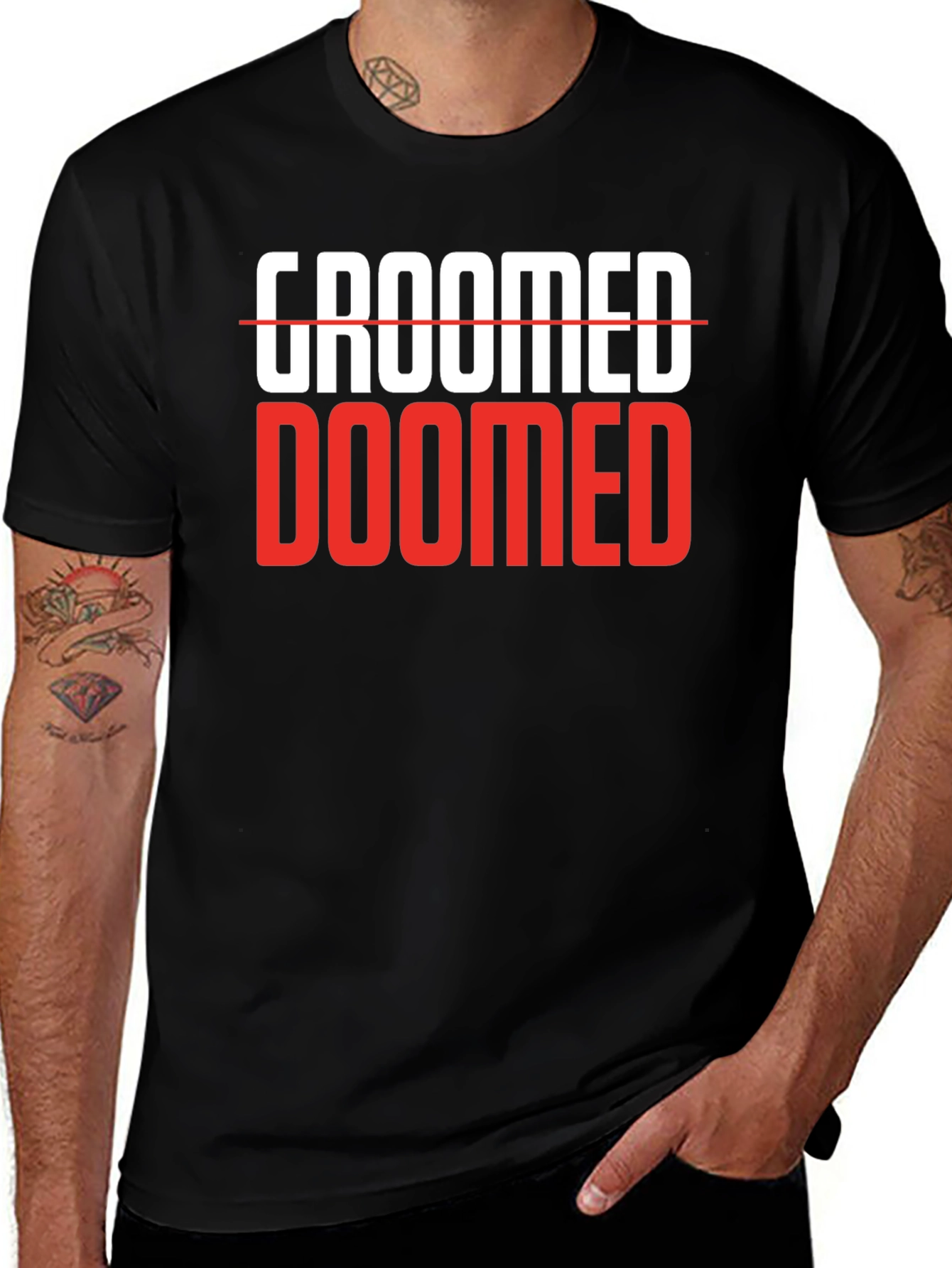 Groomed Doomed Graphic T-Shirt Black Cotton Blend