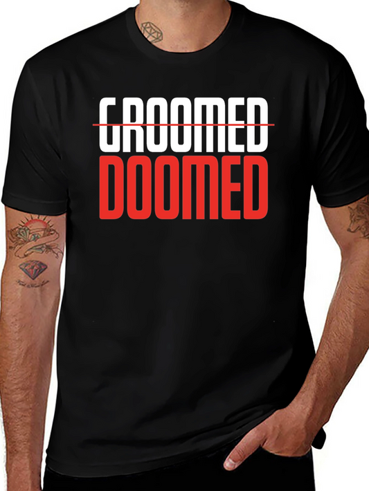 Groomed Doomed Graphic T-Shirt Black Cotton Blend