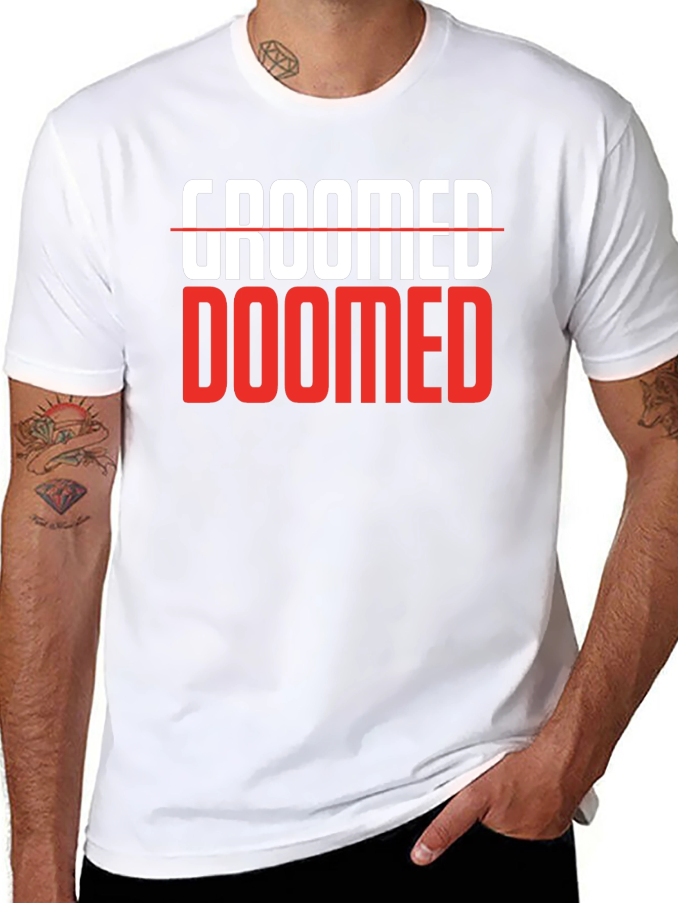 Groomed Doomed Graphic T-Shirt Black Cotton Blend