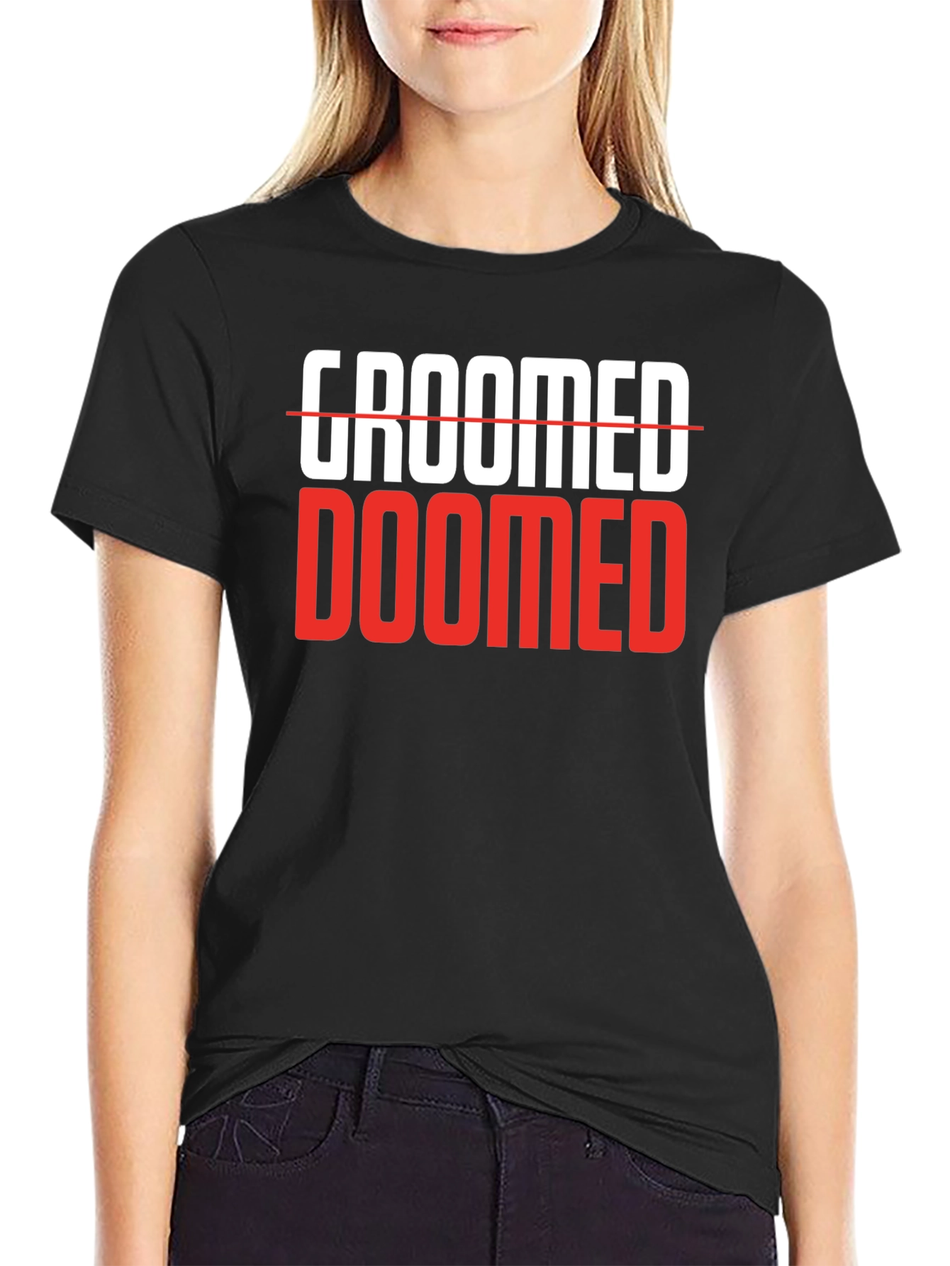 Groomed Doomed Graphic T-Shirt Black Cotton Blend