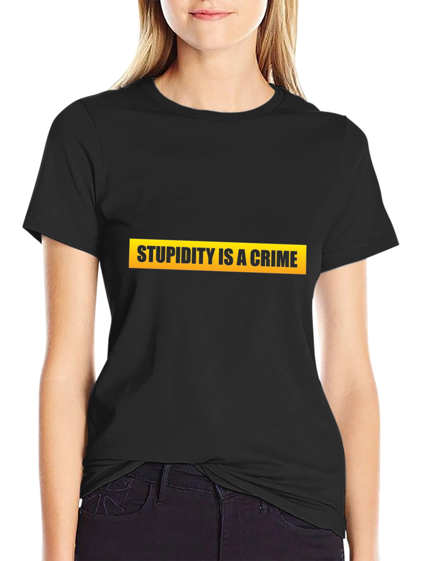 Stupidity is a Crime Graphic Tee - Black